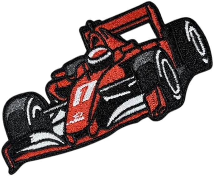 Race Car Iron On Patch – Motorsport Formula Vehicle Applique for Jackets, Bags, Hats, Jeans and Crafts