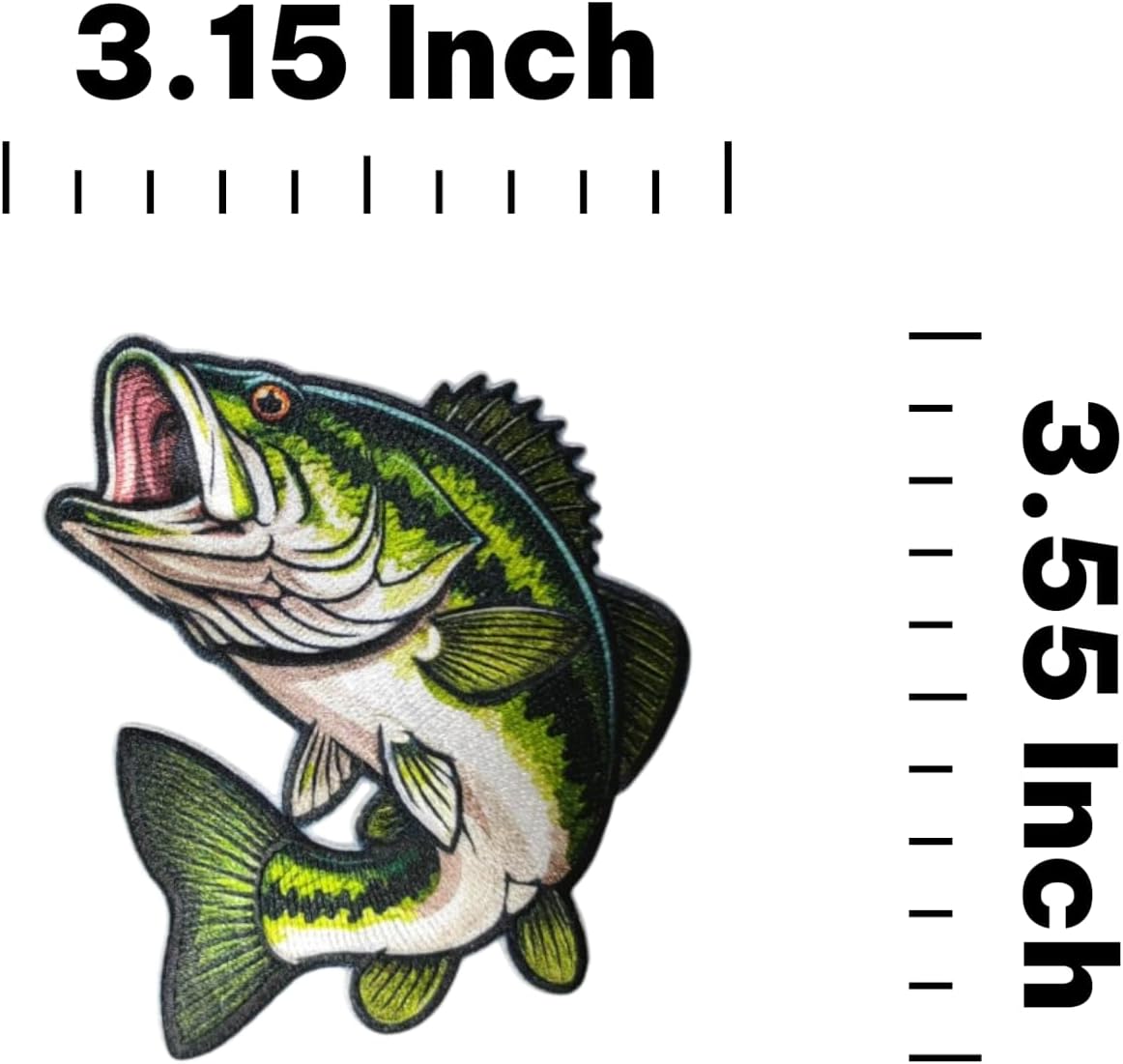 Bass Fish Iron On Patch – Freshwater Fishing Patch for Jackets, Backpacks, Hats, and Outdoor DIY Projects