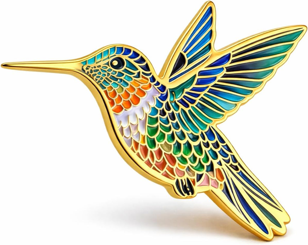 Hummingbird Soft Enamel Lapel Pin – Tropical Bird Wildlife Brooch Accessory for Jackets, Bags, Hats and Crafts
