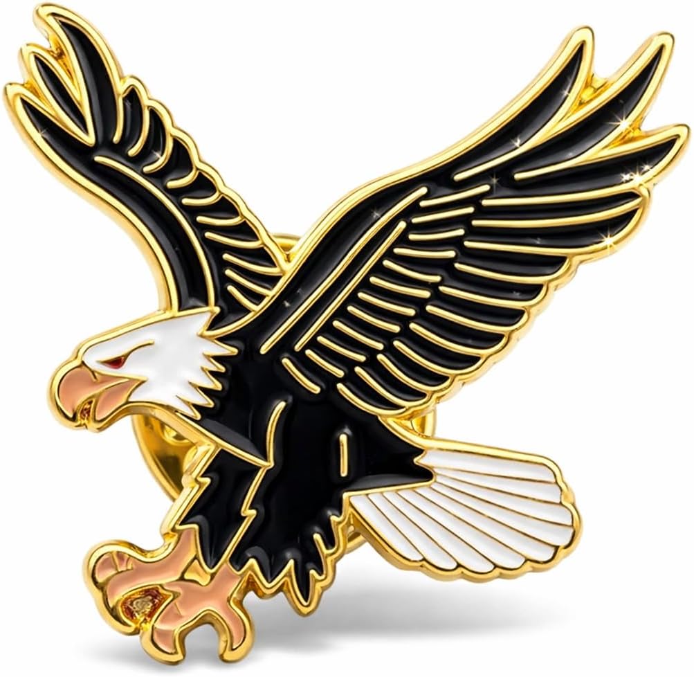 Eagle Soft Enamel Lapel Pin – Majestic Bird Wildlife Brooch Accessory for Jackets, Bags, Hats and Crafts