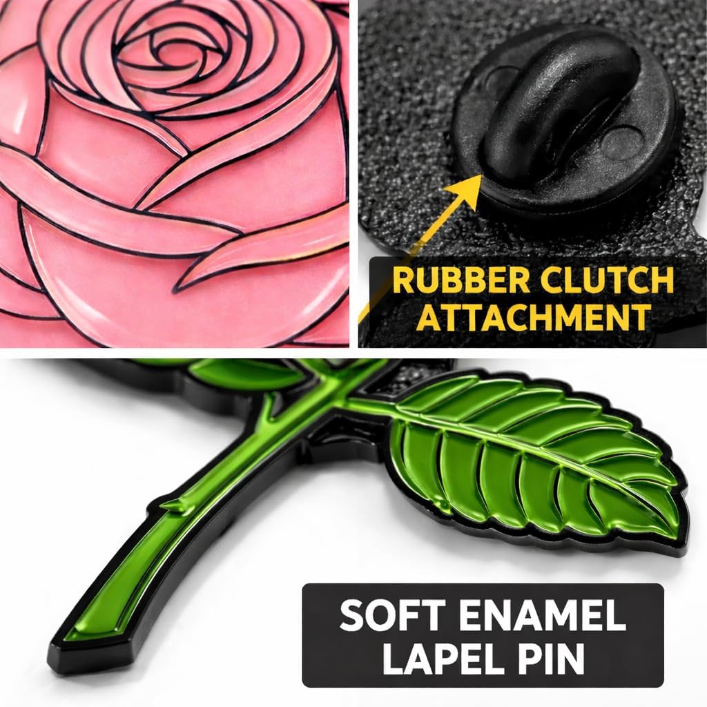 Rose Soft Enamel Lapel Pin – Floral Nature Brooch Accessory for Jackets, Bags, Hats and Crafts