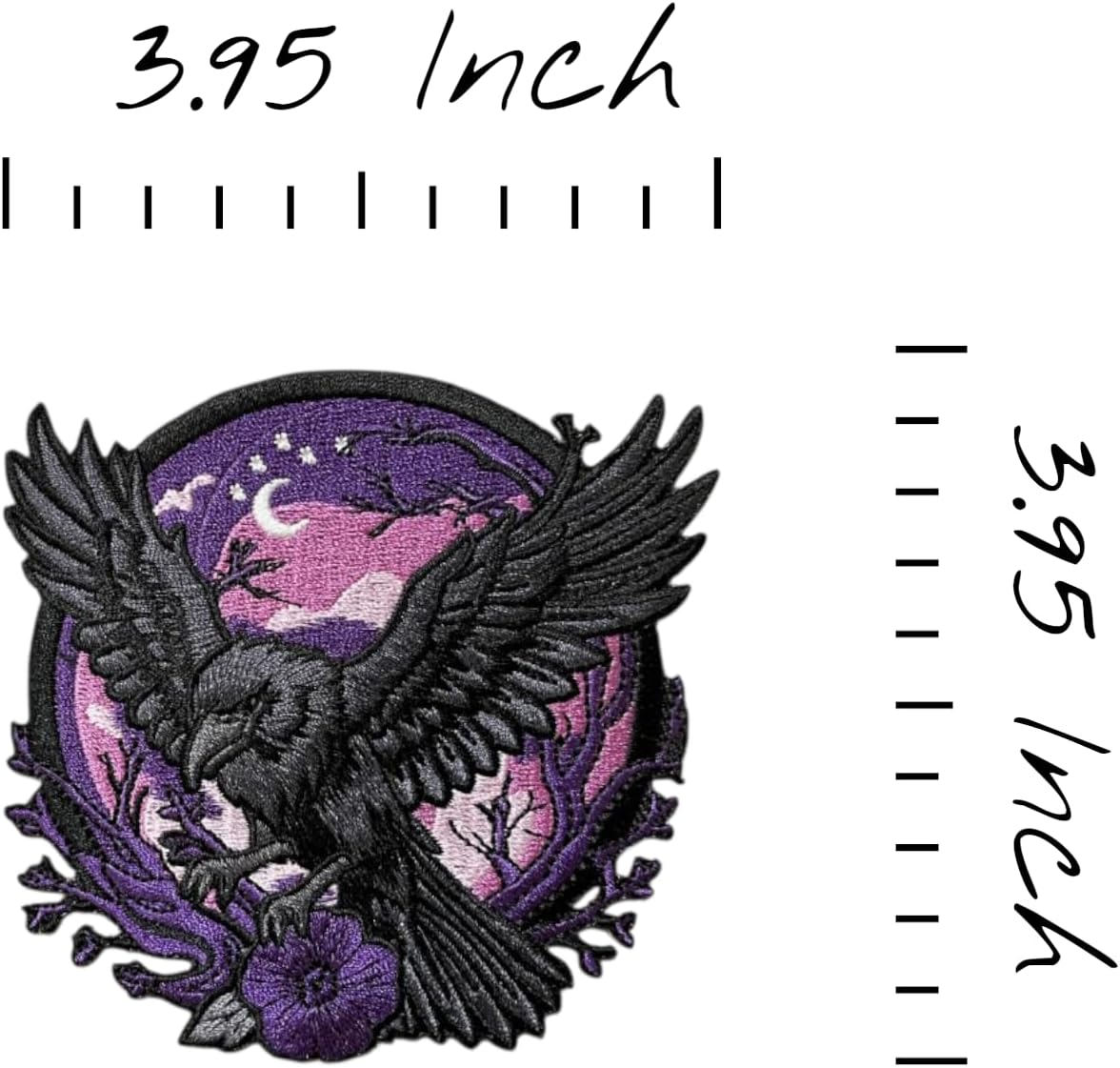 Raven Iron On Patch – Gothic Bird Applique for Jackets, Bags, Hats, Jeans and Crafts