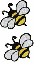 Bee Iron On Patch – Insect Nature Wildlife Applique for Jackets, Bags, Hats, Jeans and Crafts (2 pcs)