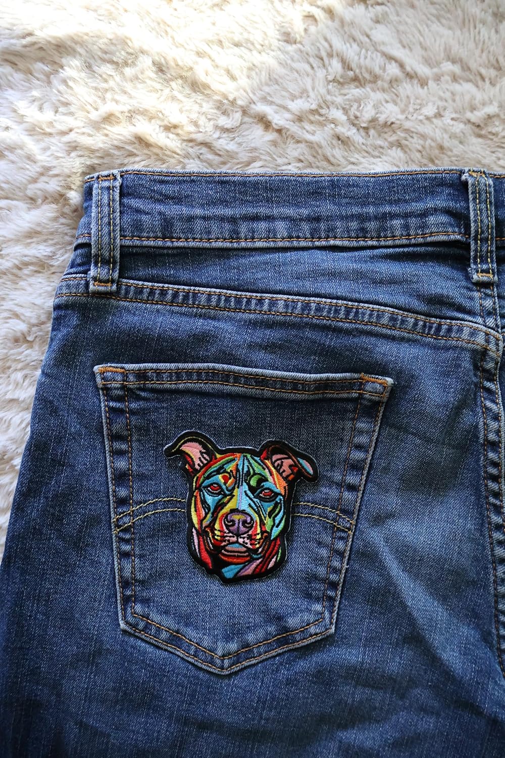 Pitbull Puppy Patch – Cute and Realistic Embroidered Dog Applique for Jackets, Backpacks, Hats, Bags, and DIY Craft Projects